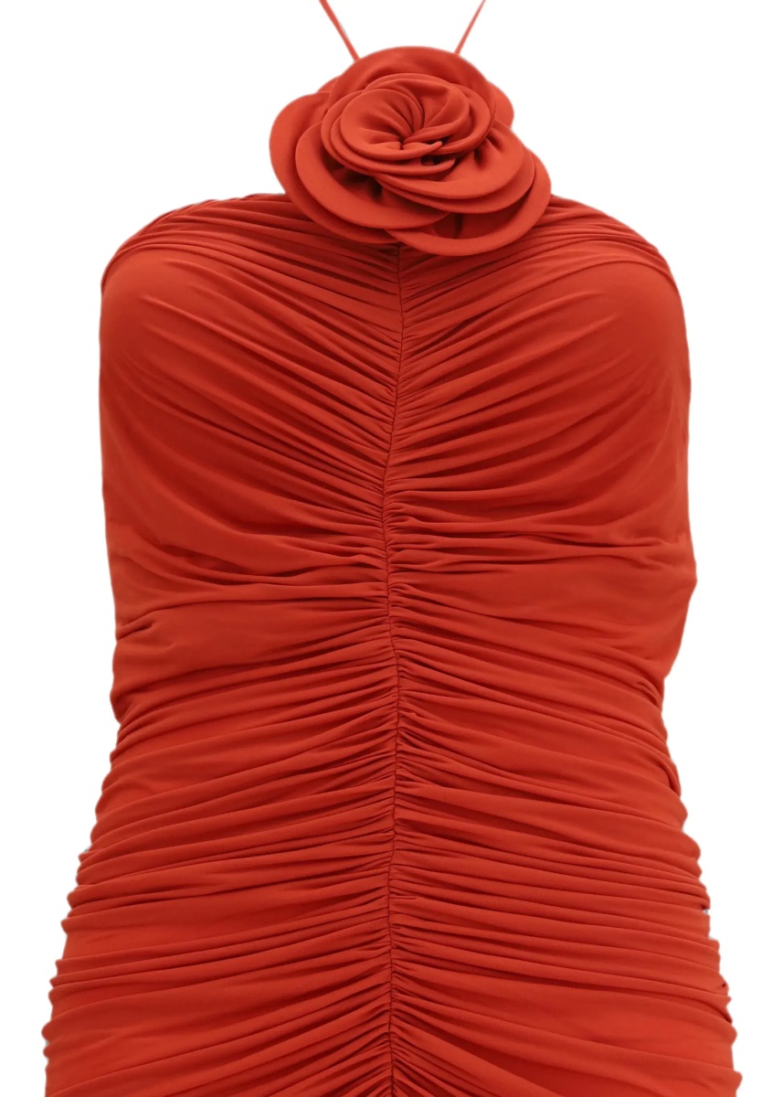 Rochii halterneck Dress with floral ruching - Img 5