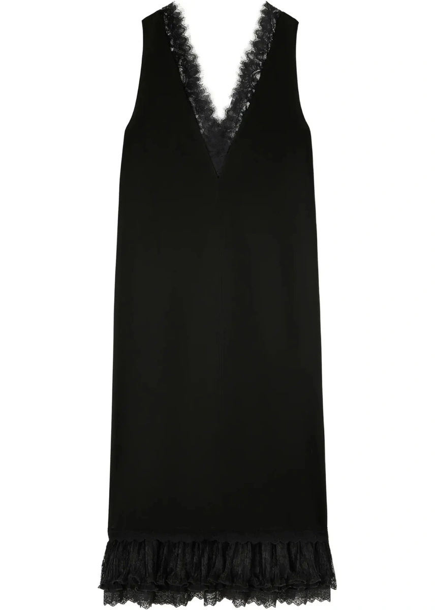 Rochii Lace-trimmed satin long Dress - Img 6