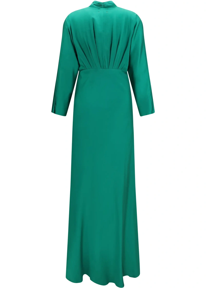 Rochii Silk satin Long Dress with royal V-neck - Img 2