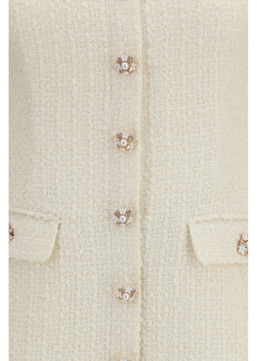 Rochii Tailored mini Dress with bouclé lace inserts - Img 3