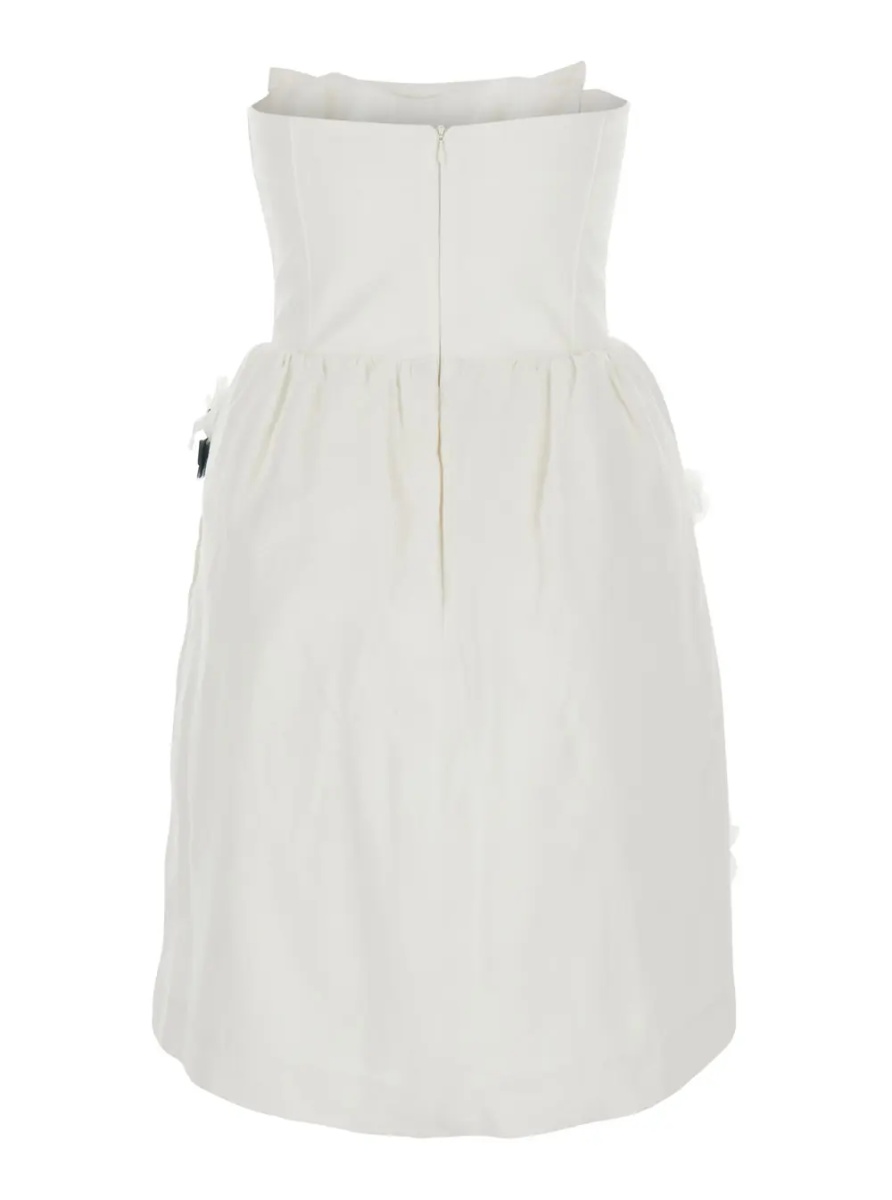 Rochii White Linen Strapless 'Floral Appliqué' Dress for Women - Img 2
