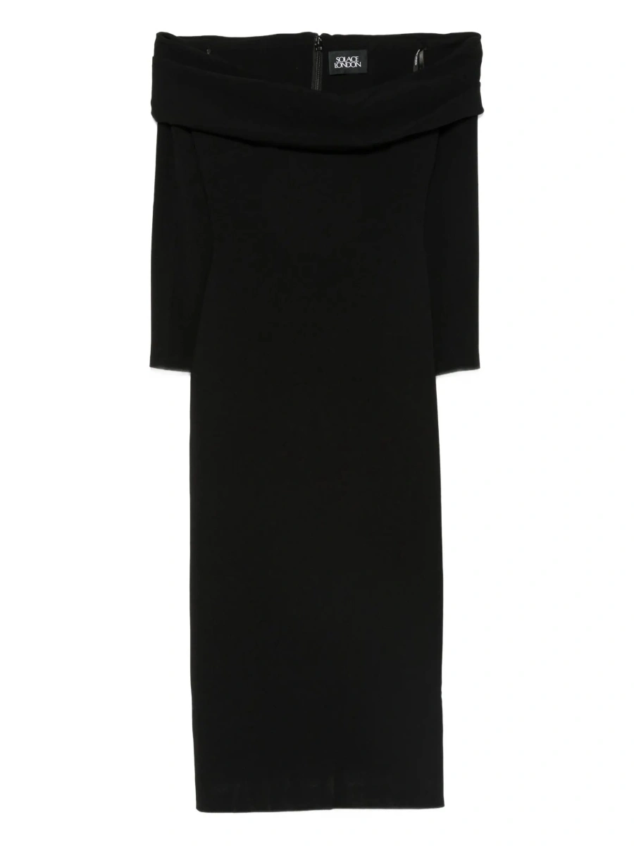 Rochii 'Yuni' Black Dress with Square Neckline and Back Closure in Fabric Woman - Img 6