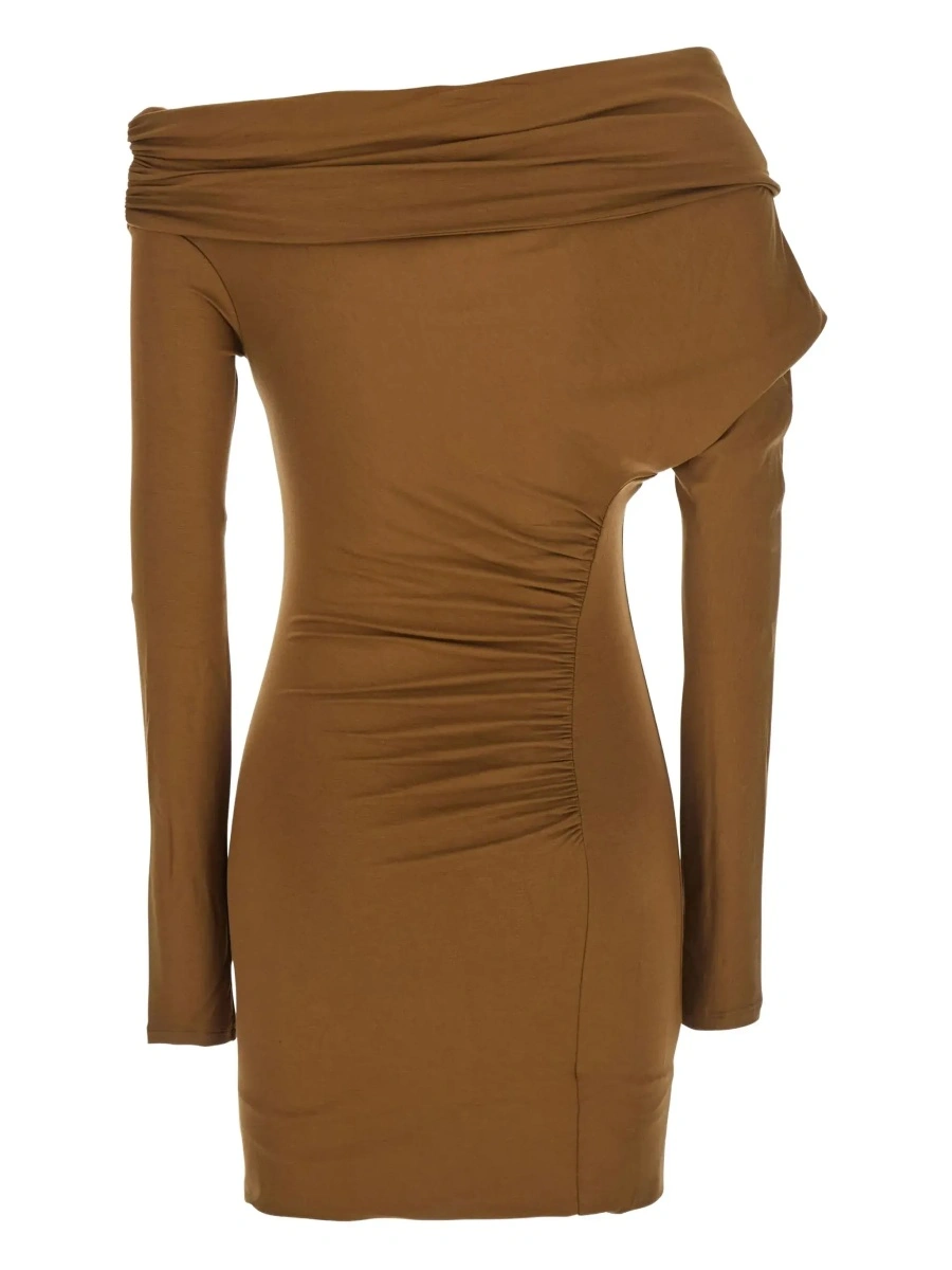 Rochii 'Zoe' Beige Dress with Asymmetrical Design and Draped Detail in Fabric Woman - Img 4