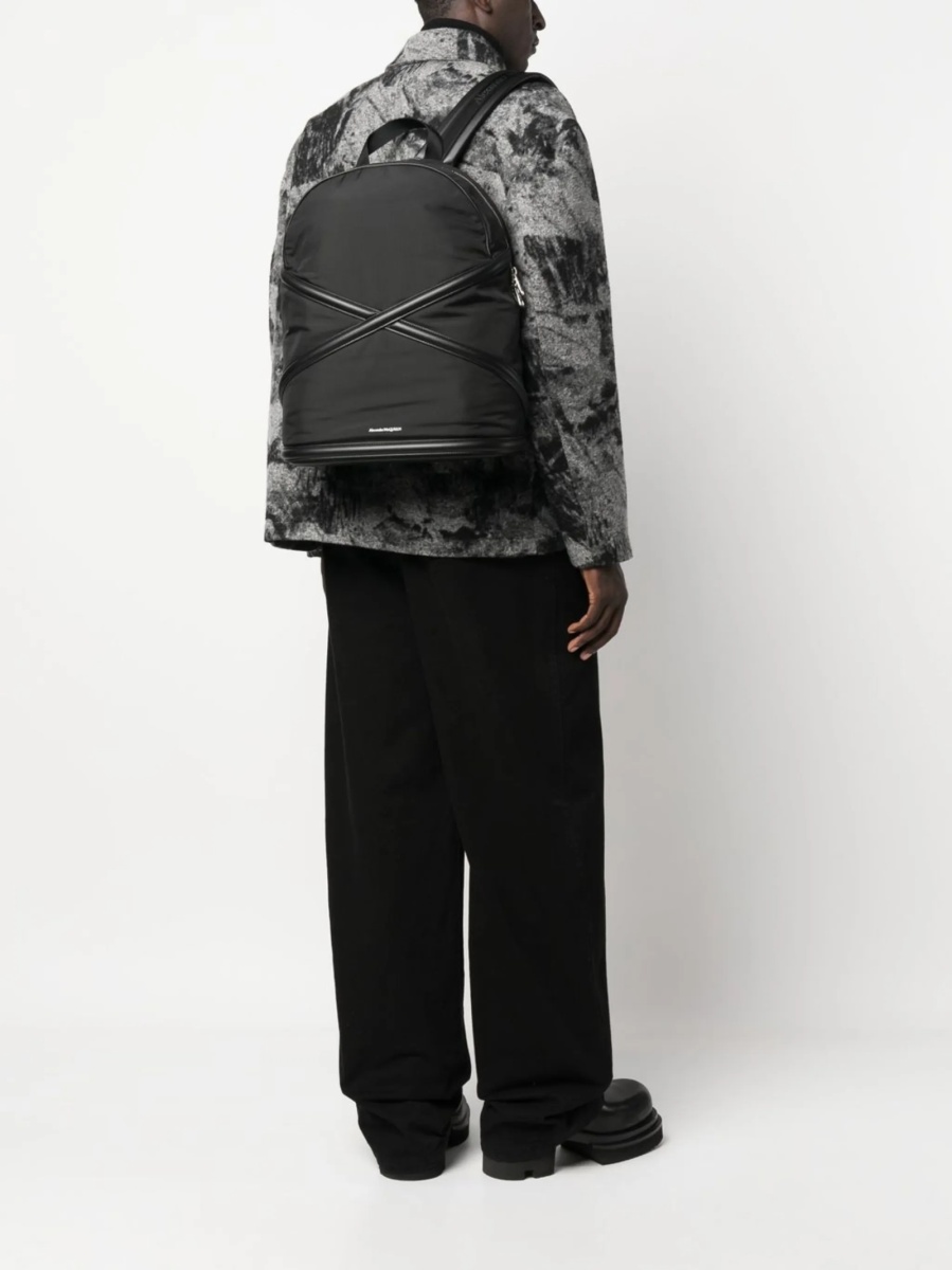 Rucsac Alexander McQueen negru din piele si material textil - Img 2