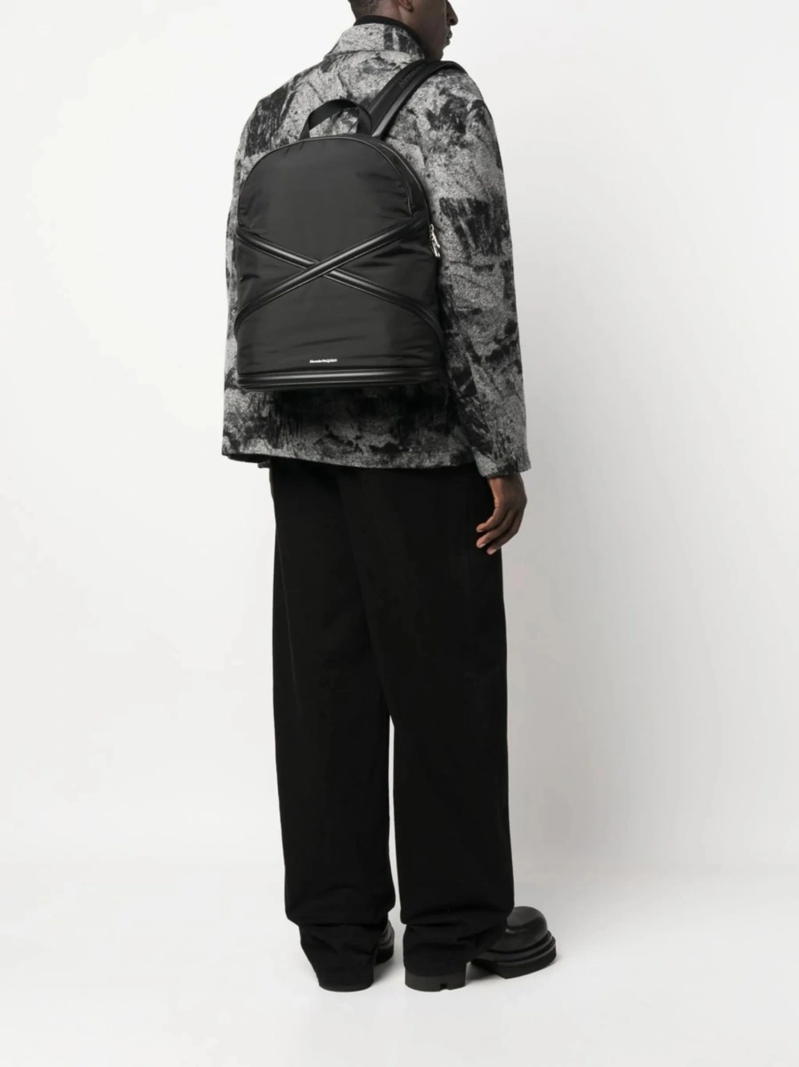 Rucsac Alexander McQueen negru din piele si material textil - Img 2