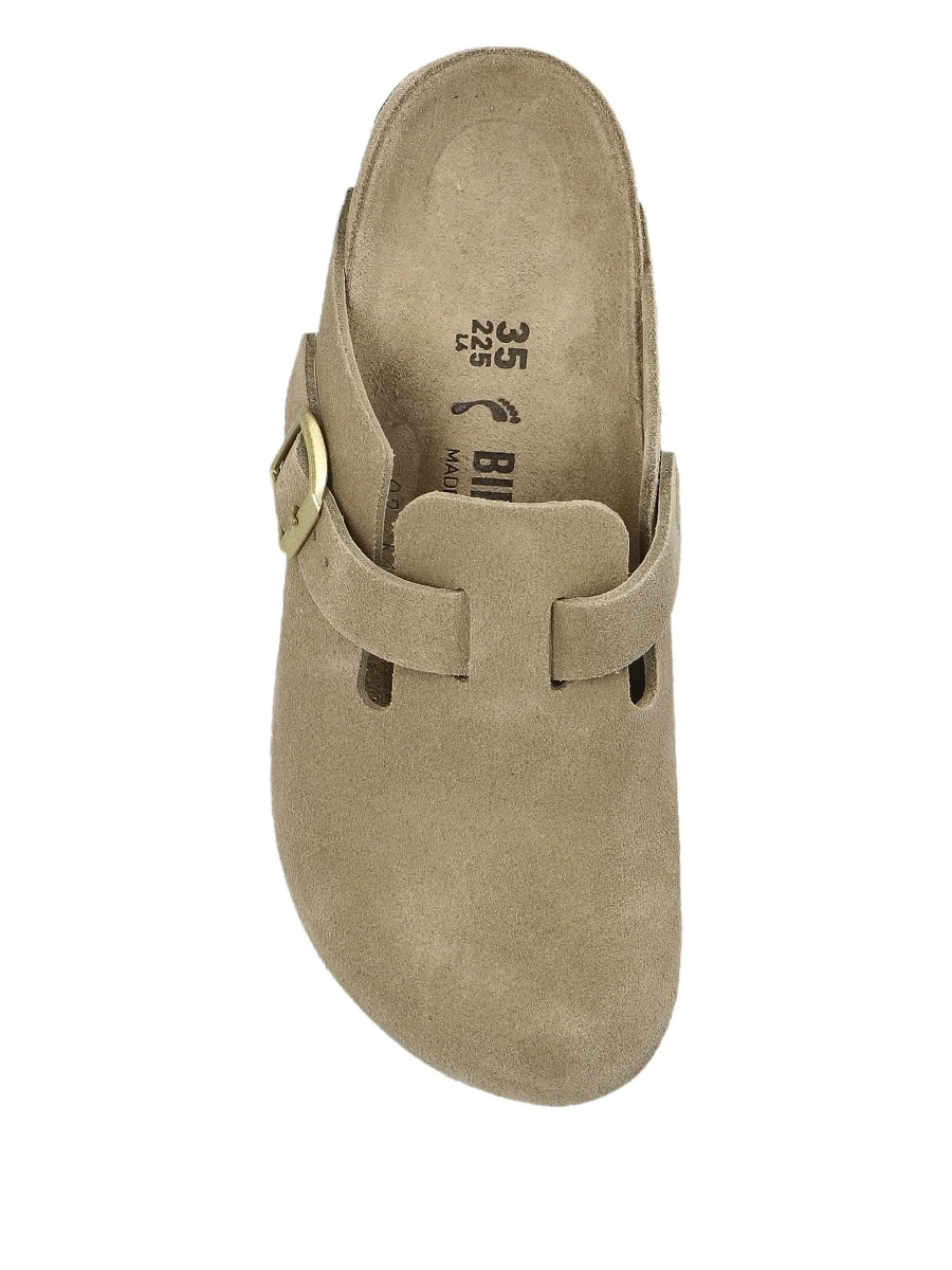 Saboti 'Boston' Beige Mules with Buckle and Rounded Toe in Suede for Women - Img 7