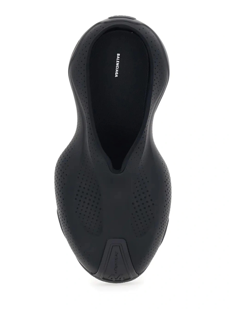 Saboti Mule 'Basketball' Slip-On with Perforated Design in Black Tech Fabric for Men - Img 4