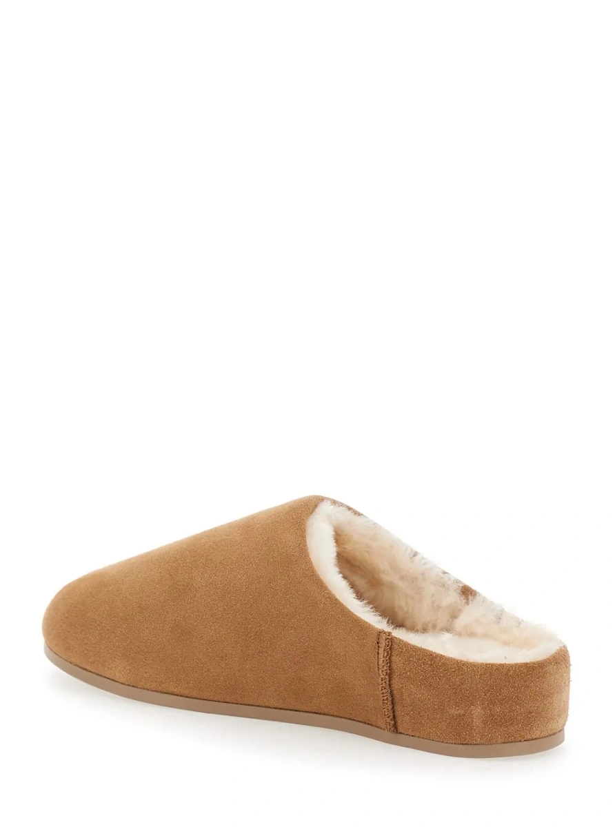 Saboti UGG bej din piele intoarsa si shearling 'Elea' - Img 3