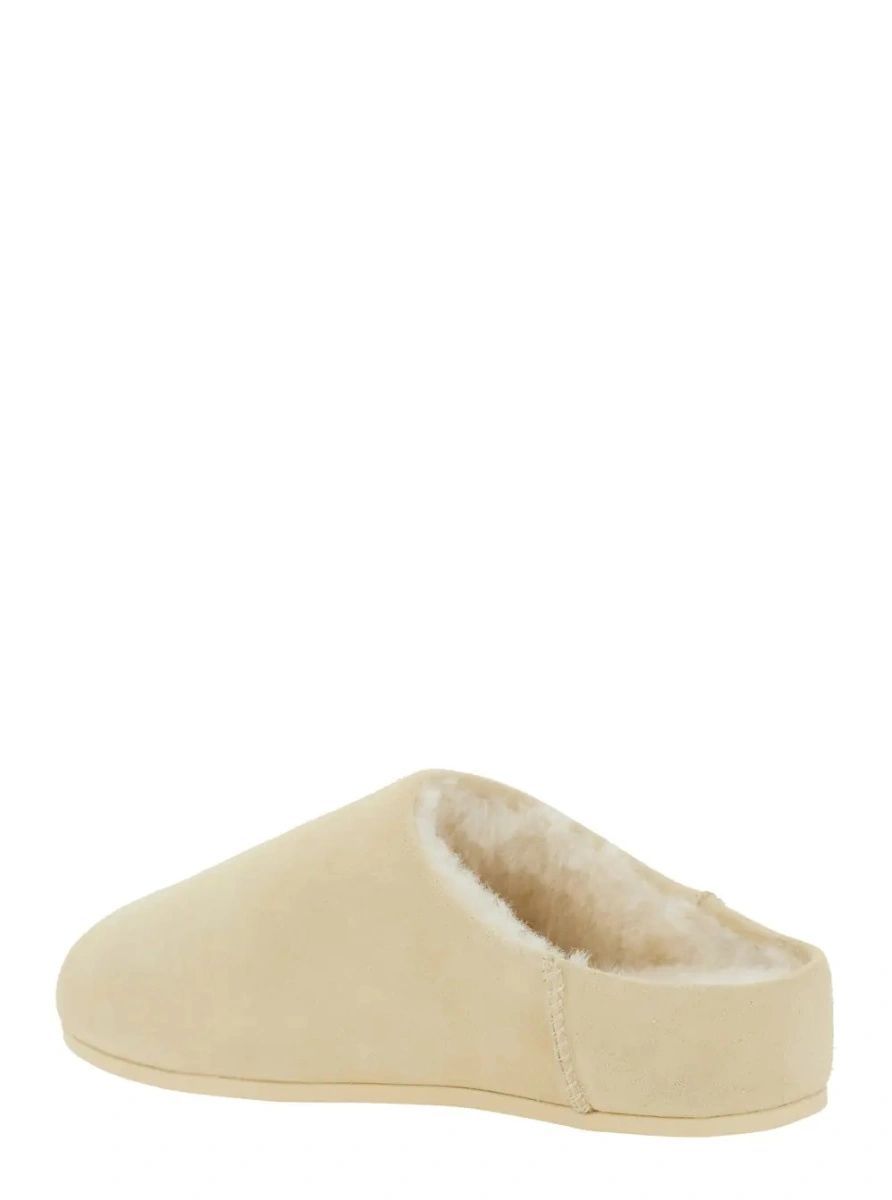 Saboti UGG bej din piele intoarsa si shearling 'Elea' - Img 3