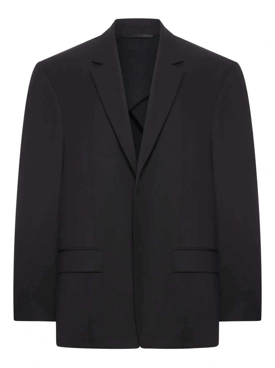 Sacou Black Single-Breasted Jacket with Notched Revers in Wool Man - Img 5