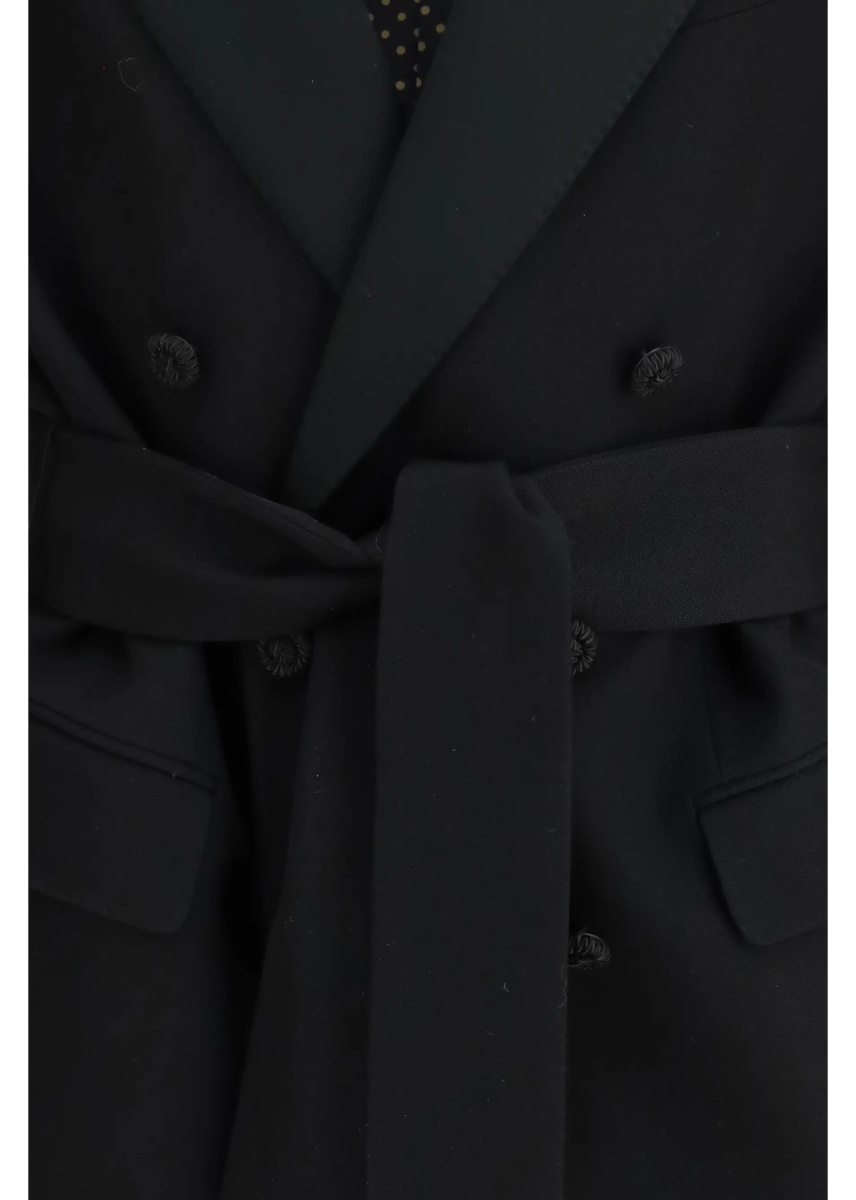 Sacou Double-breasted virgin wool Blazer with belt - Img 3