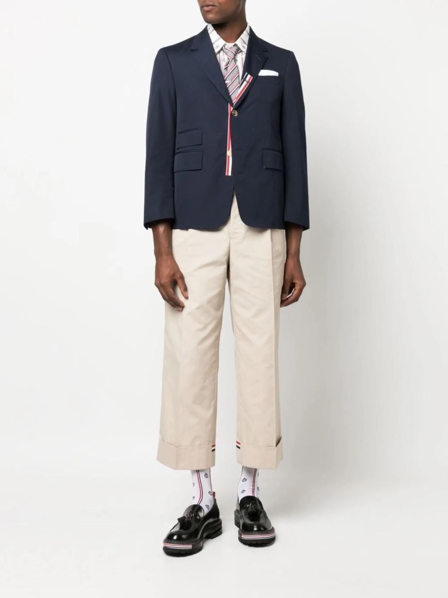 Sacou Thom Browne albastru din polyester si bumbac - Img 2