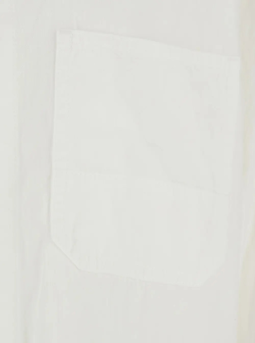Sacou White Jacket with Wide Collar and Three Patch Pockets on the Front in Cotton Blend for Women - Img 3