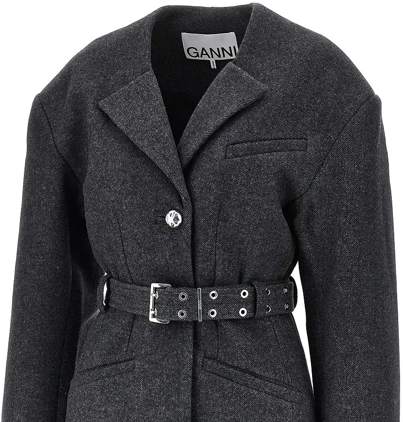 Sacou Wool-blend jacket with belt - Img 2