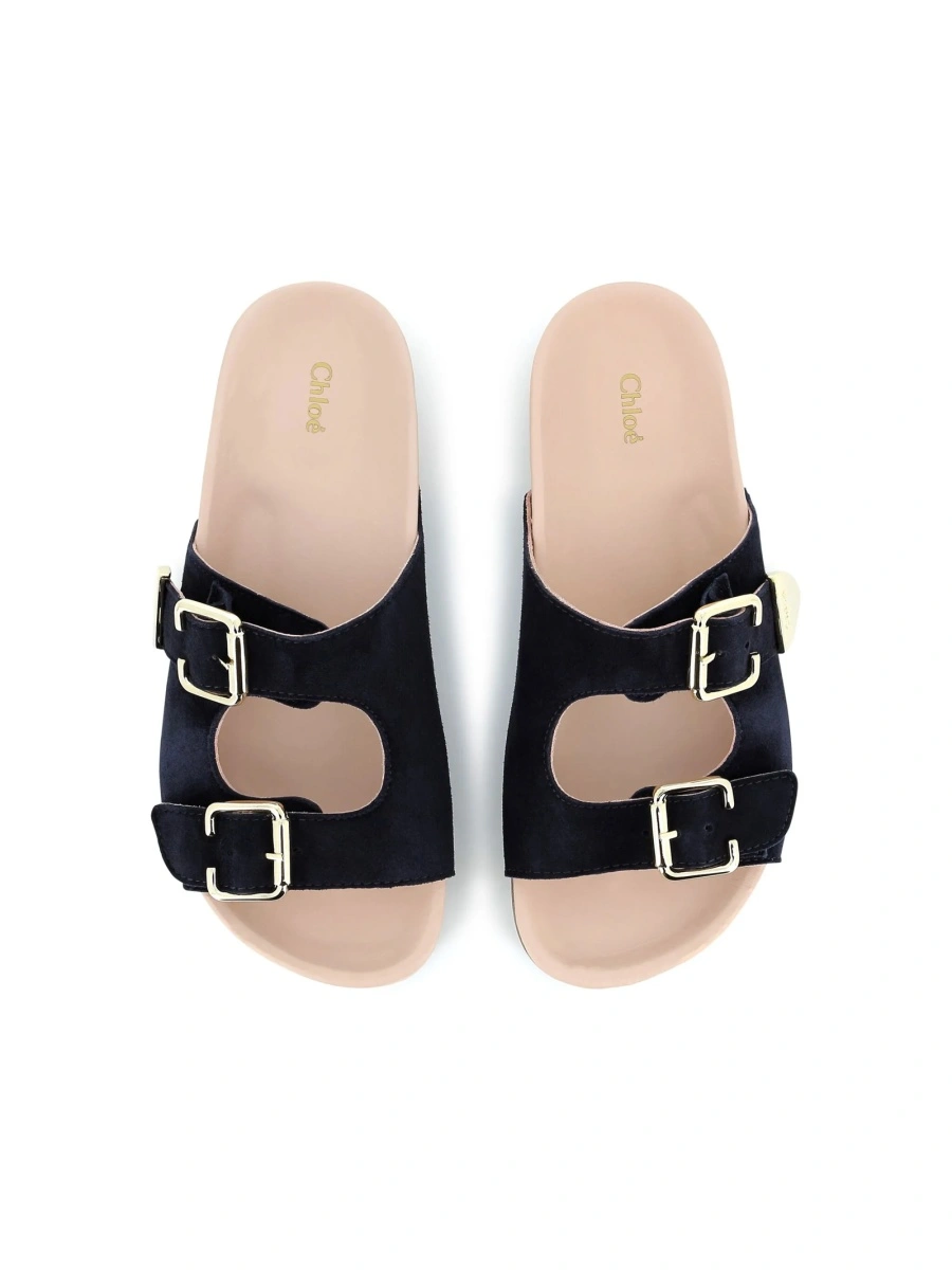 Sandale Chloe albastre din piele intoarsa - Img 4