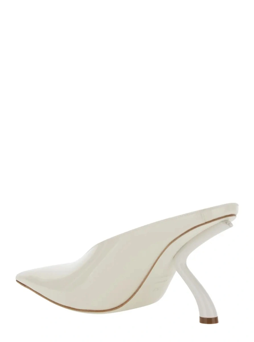 Sandale cu toc Ferragamo albe din piele - Img 2