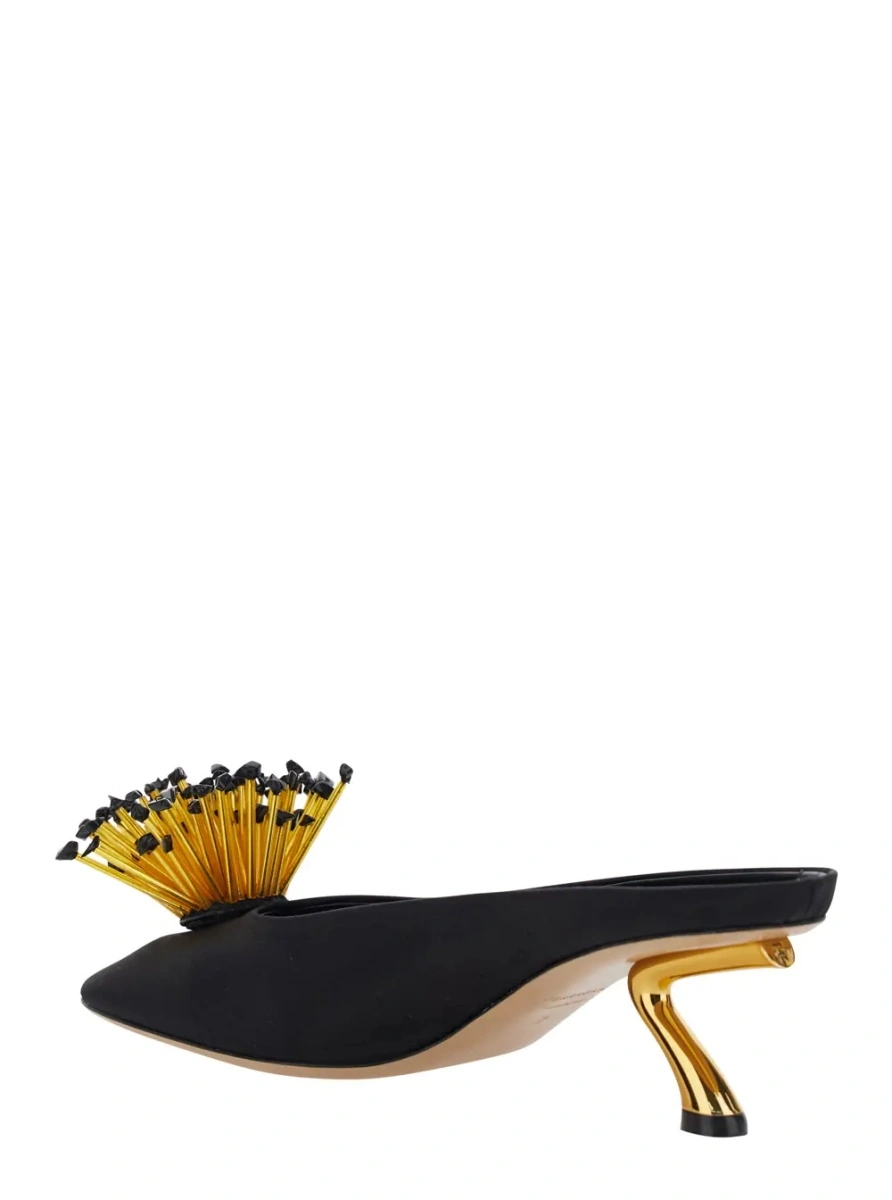 Sandale cu toc Ferragamo negre din textil - Img 2