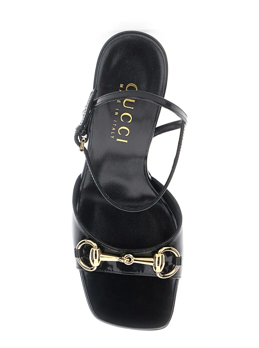 Sandale cu toc Gucci negre din piele - Img 4