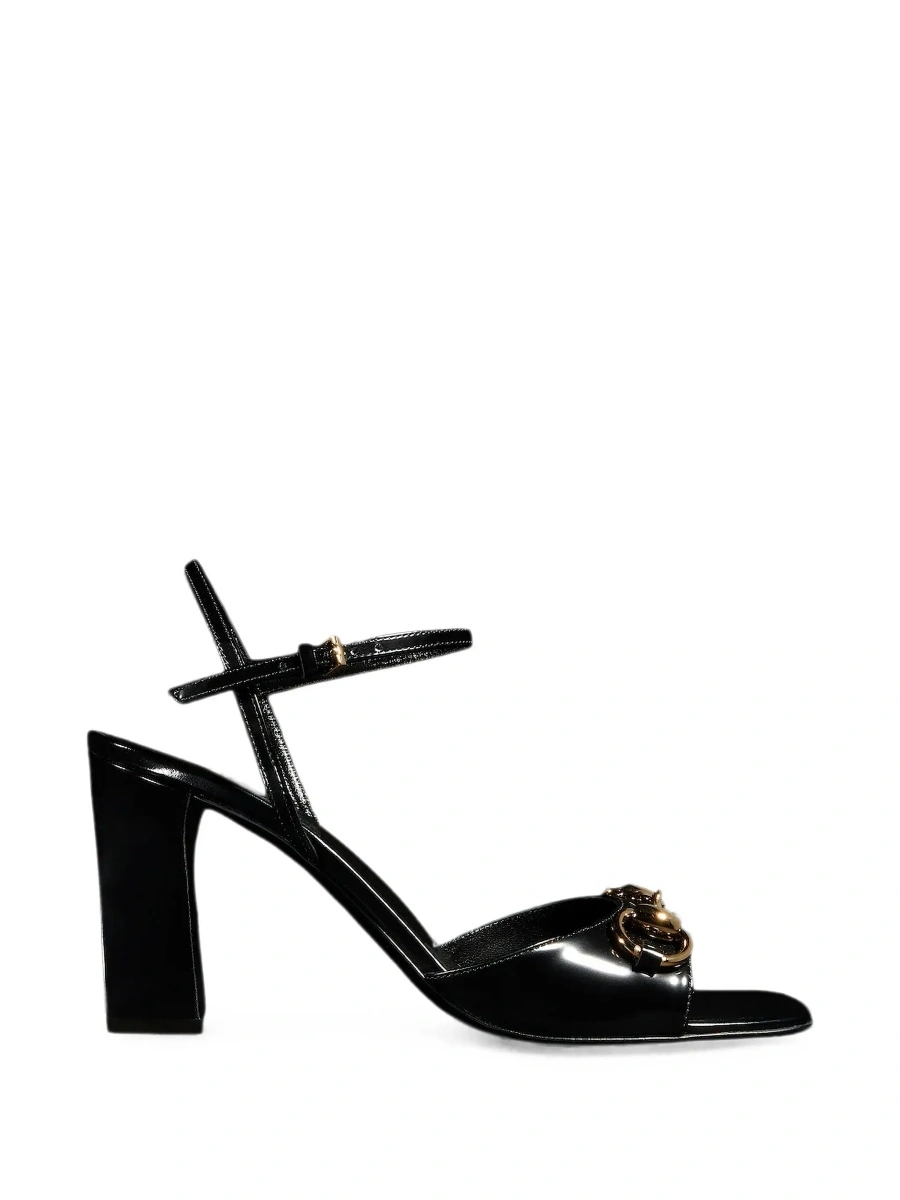 Sandale cu toc Gucci negre din piele - Img 9