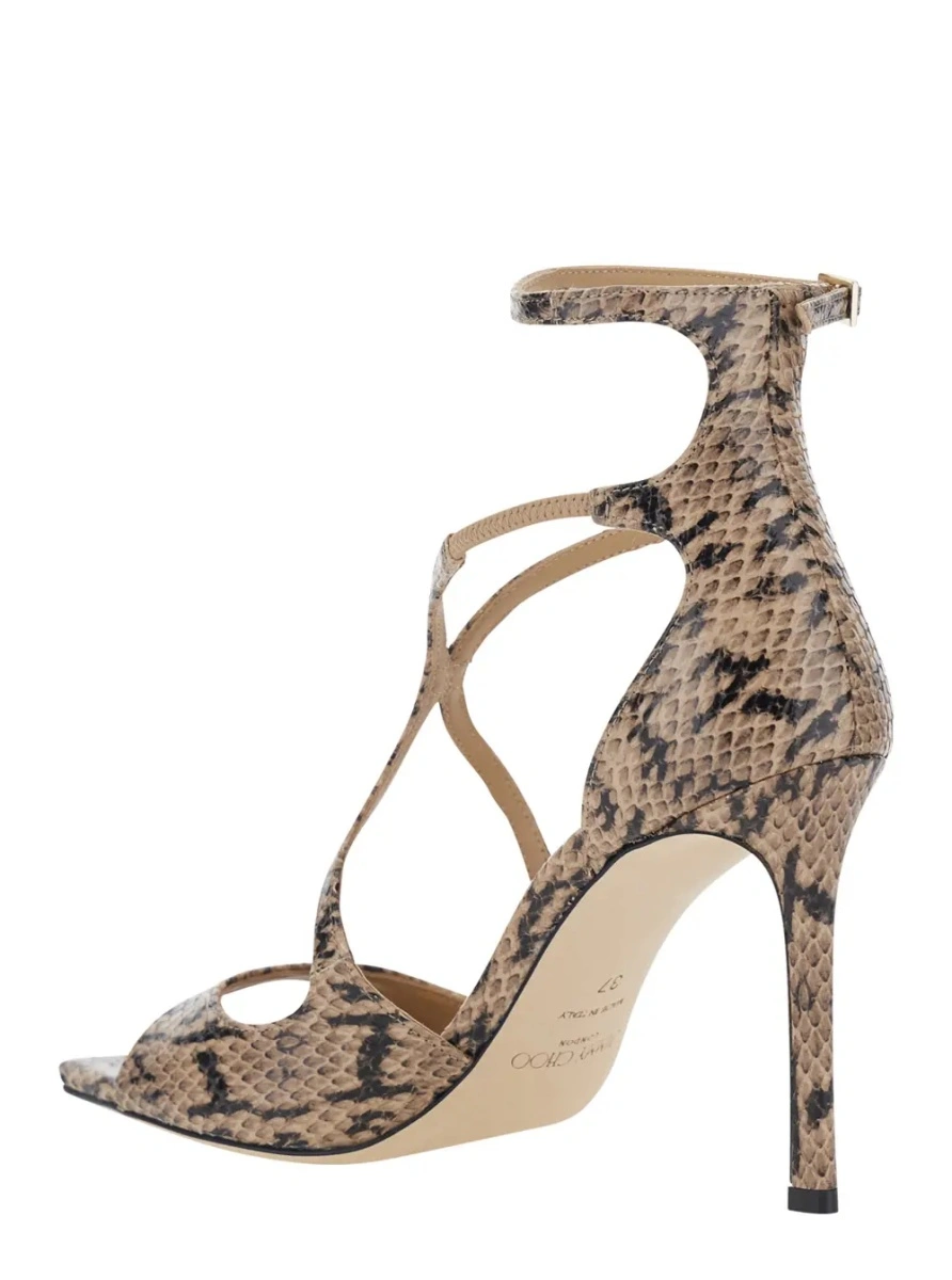 Sandale cu toc Jimmy Choo bej din piele - Img 3