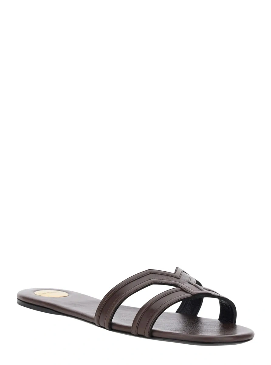 Sandale Saint Laurent maro din piele - Img 2