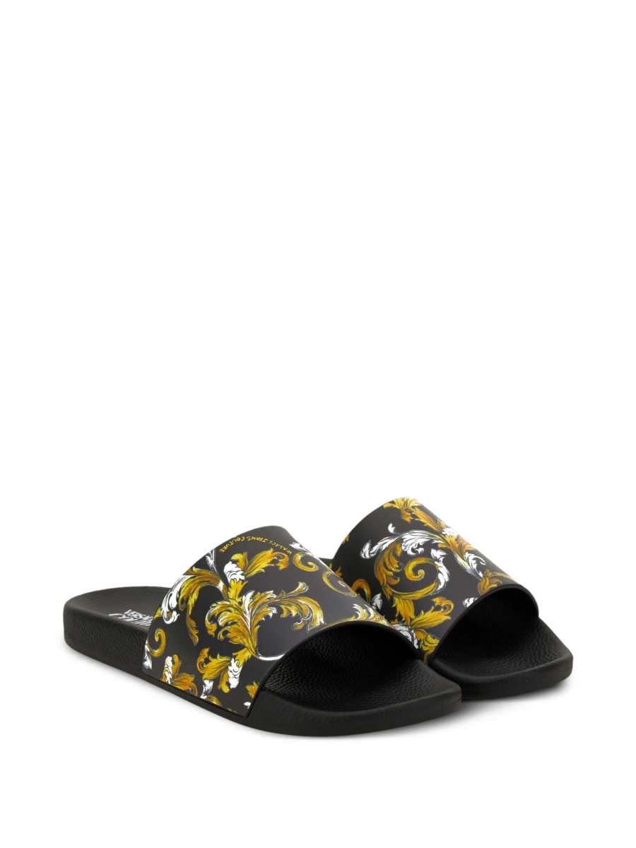Slapi Versace Jeans Couture negri din poliuretan - Img 2
