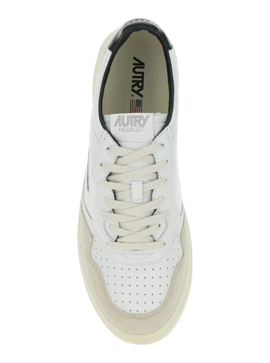 Sneakers AUTRY albi din piele si piele intoarsa 'Medalist Low' - Img 3