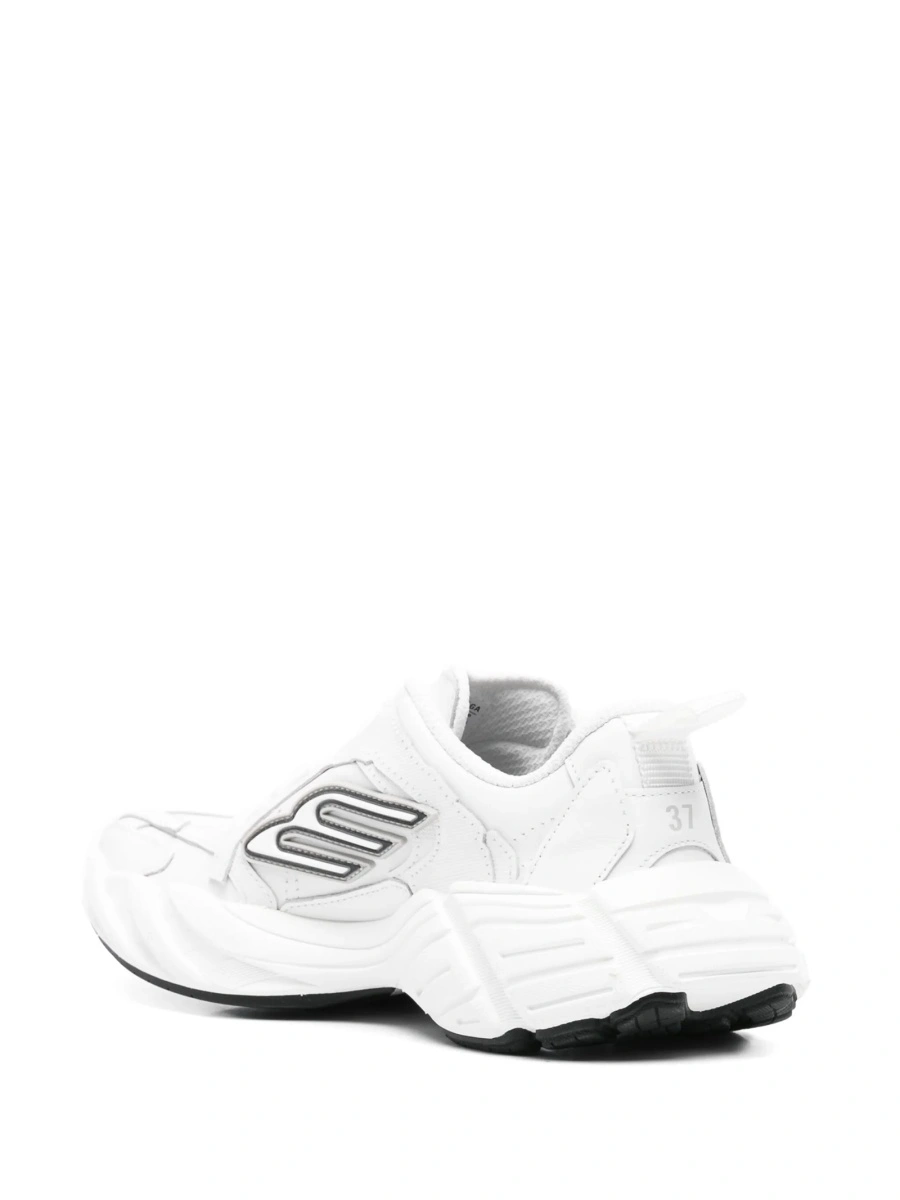 Sneakers Balenciaga albi din piele si material textil - Img 3