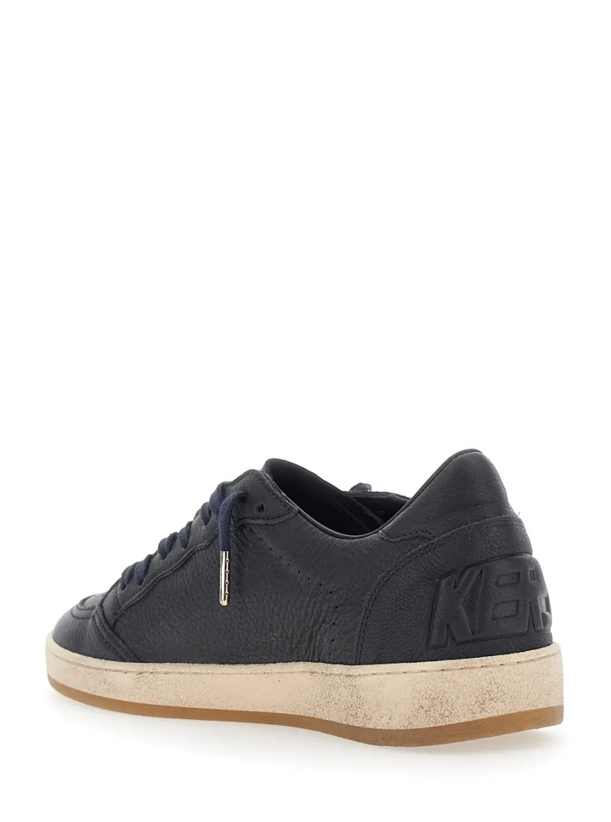 Sneakers 'Ballstar' Blue Low Top Sneakers with star patch on the side in leather for men - Img 3