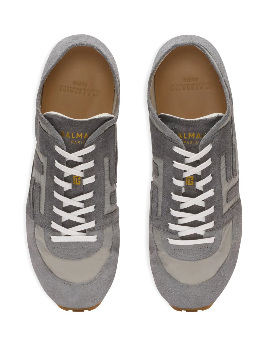 Sneakers Balmain gri din piele intoarsa si nylon - Img 4