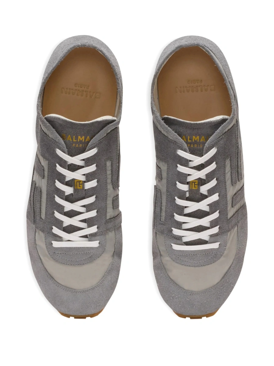 Sneakers Balmain gri din piele intoarsa si nylon - Img 4