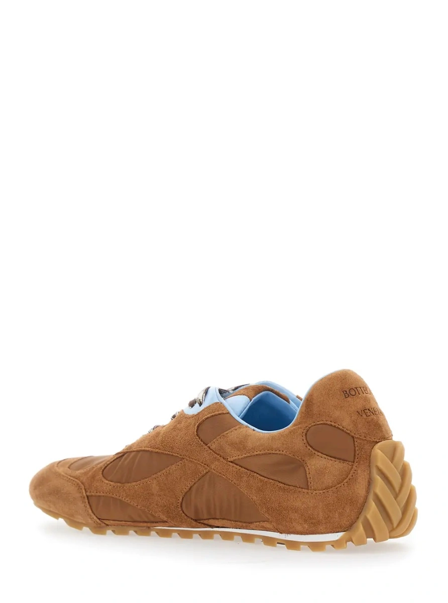 Sneakers Bottega Veneta maro din piele intoarsa si material textil - Img 3