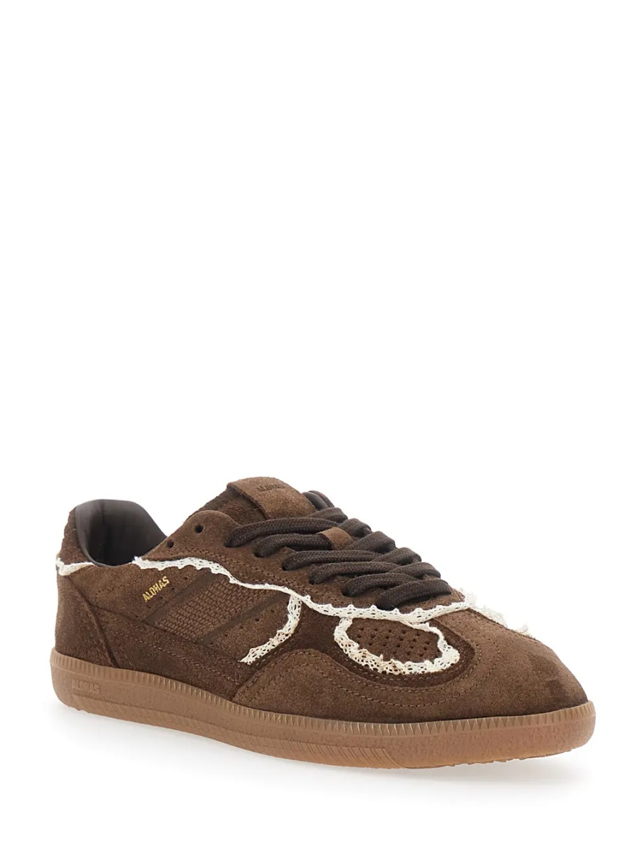 Sneakers Brown Low Top Sneakers with Embroidered Details and Logo Patch on the Tongue in Suede for Women - Img 2