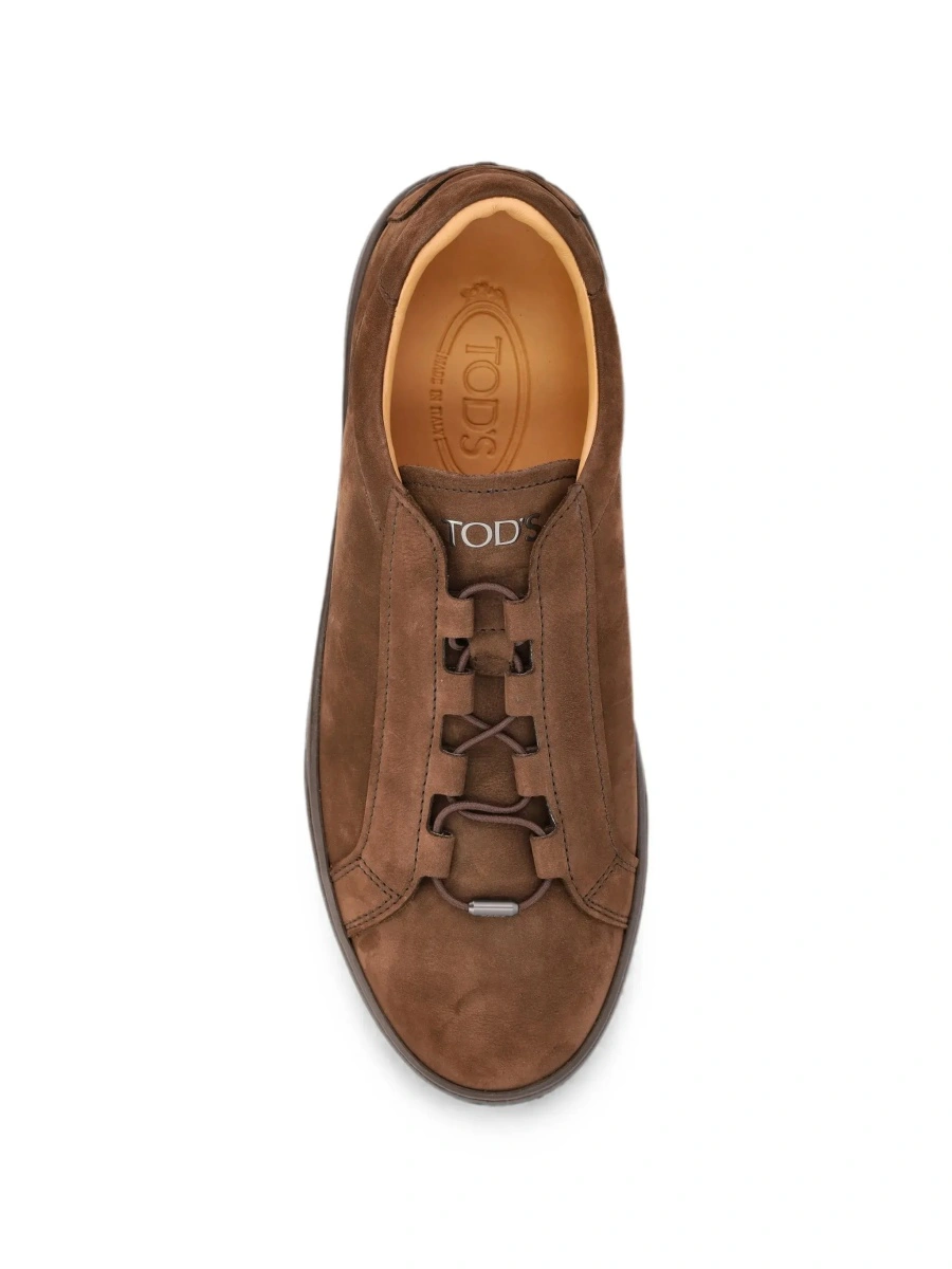 Sneakers Brown Low Top Sneakers with Grooved Sole and Logo Patch on the Tongue in Suede for Men - Img 6