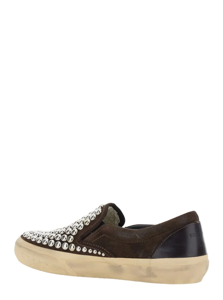 Sneakers Brown Low Top Sneakers with Stud Embellishment in Leather for Women - Img 3