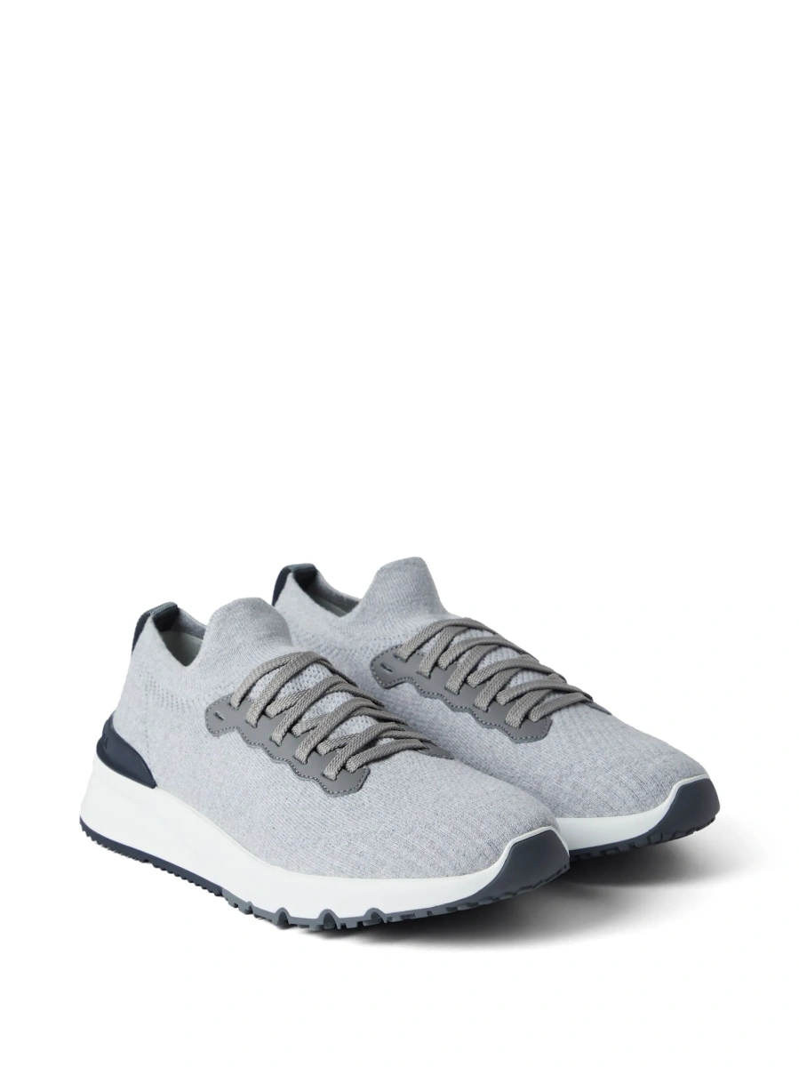Sneakers Brunello Cucinelli gri din bumbac - Img 2