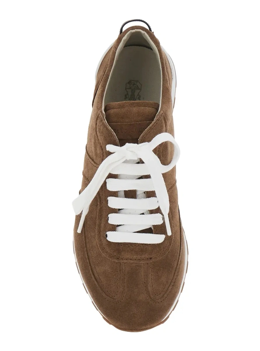 Sneakers Brunello Cucinelli maro din piele intoarsa - Img 4