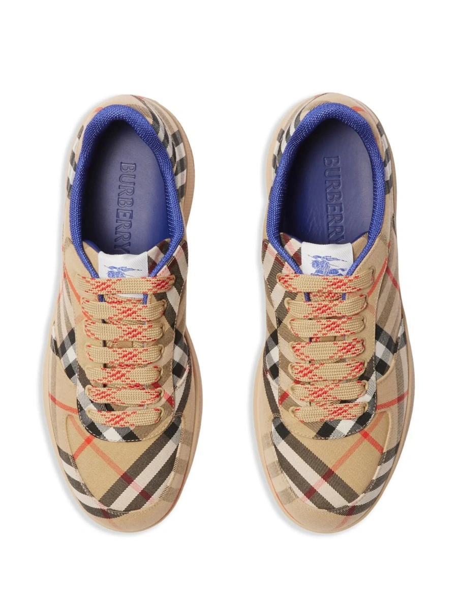 Sneakers Burberry 'Check' bej din bumbac si tesatura tehnica - Img 7