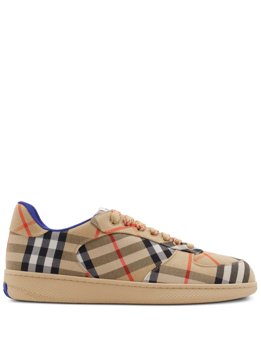 Sneakers Burberry 'Check' bej din bumbac si tesatura tehnica - Img 9