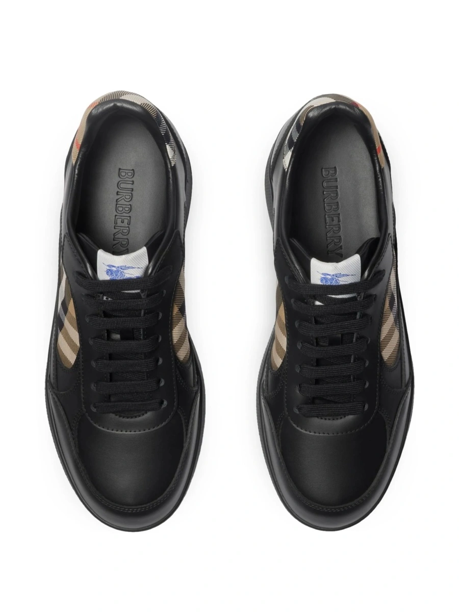 Sneakers Burberry negri din poliuretan si piele - Img 4