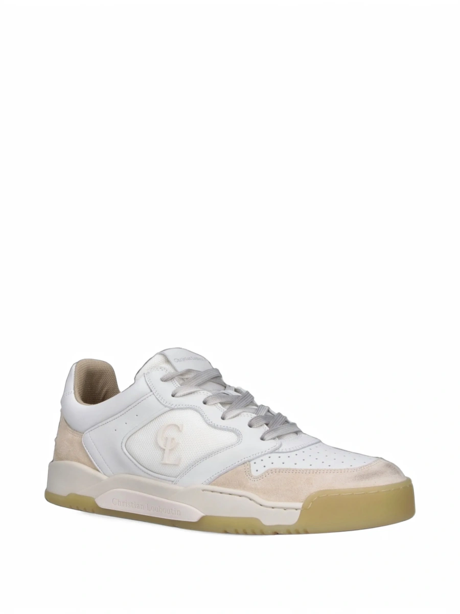 Sneakers Christian Louboutin albi din poliamida si piele - Img 2