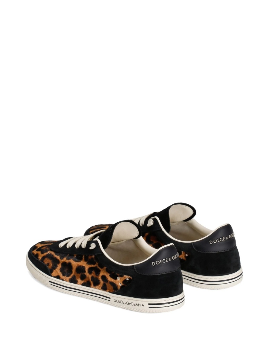 Sneakers Dolce &amp; Gabbana Leopard maro din piele si par de vitel - Img 4