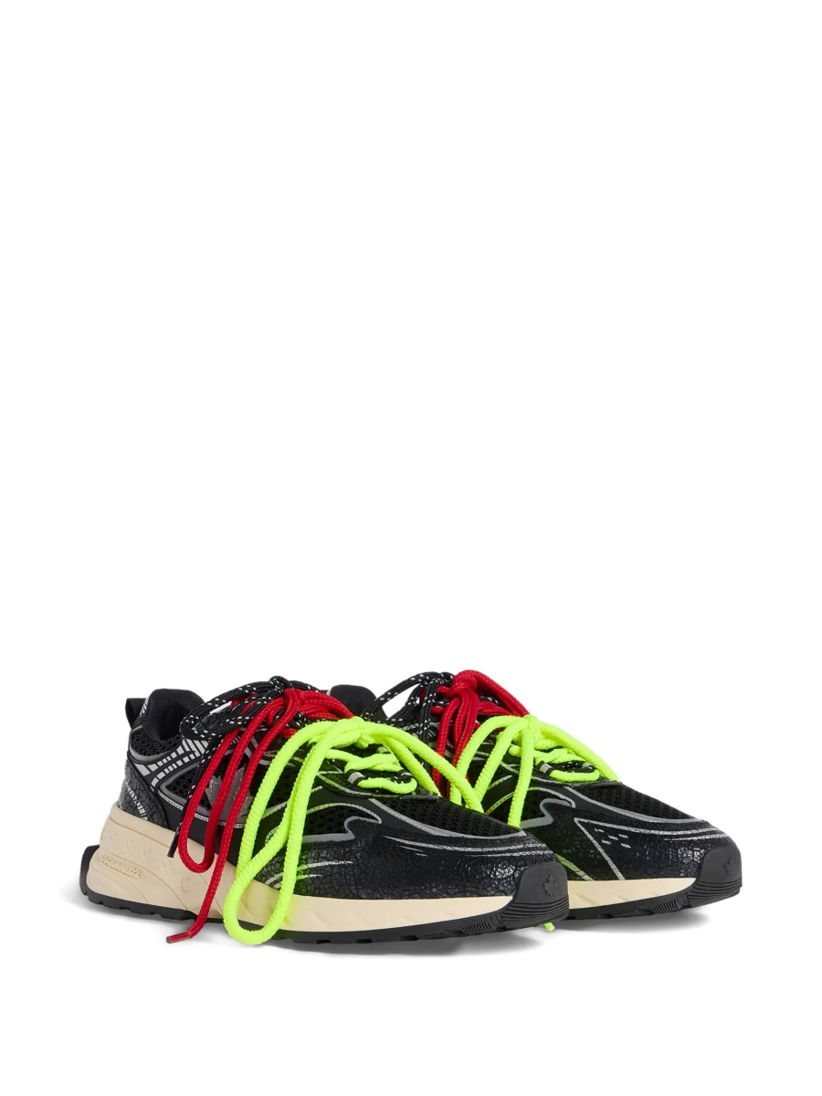 Sneakers DSQUARED2 negri din material textil si piele - Img 2