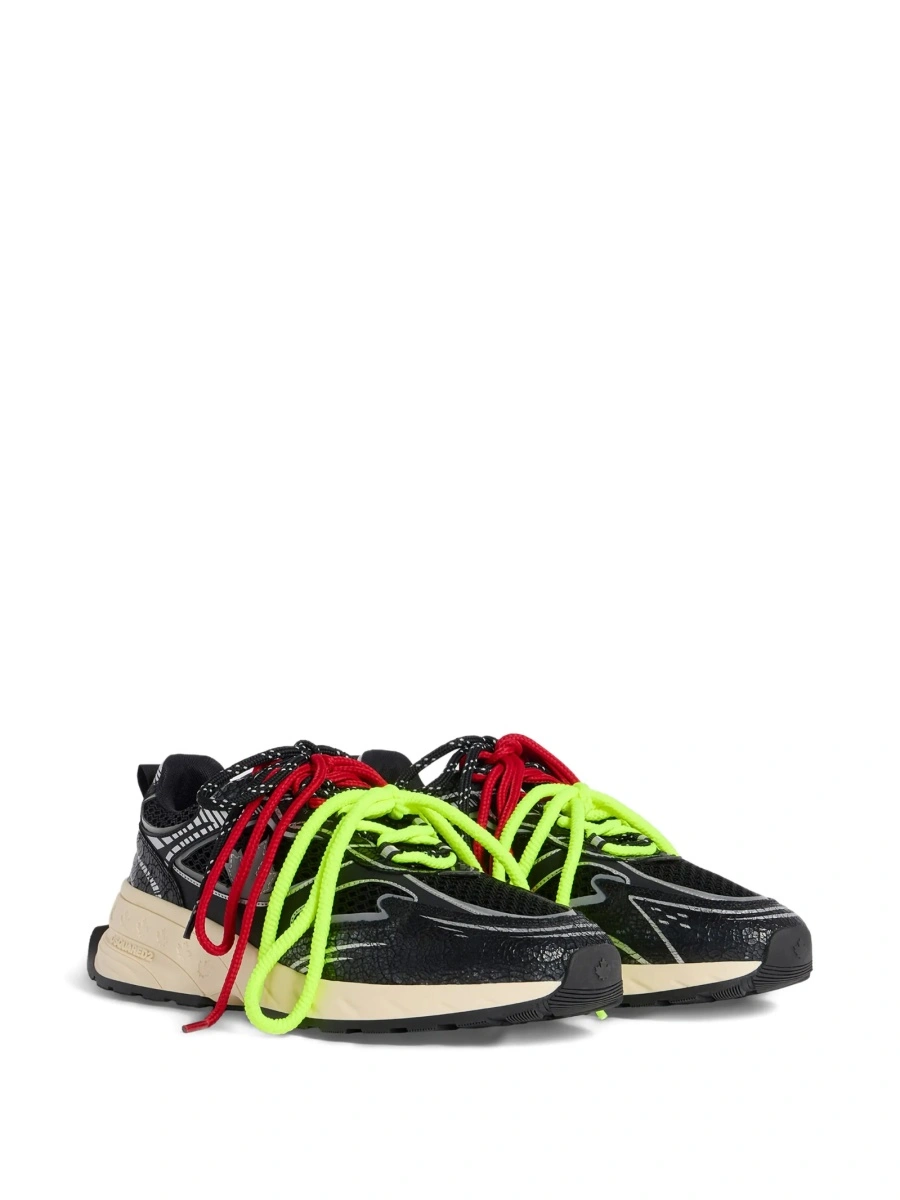 Sneakers DSQUARED2 negri din material textil si piele - Img 2