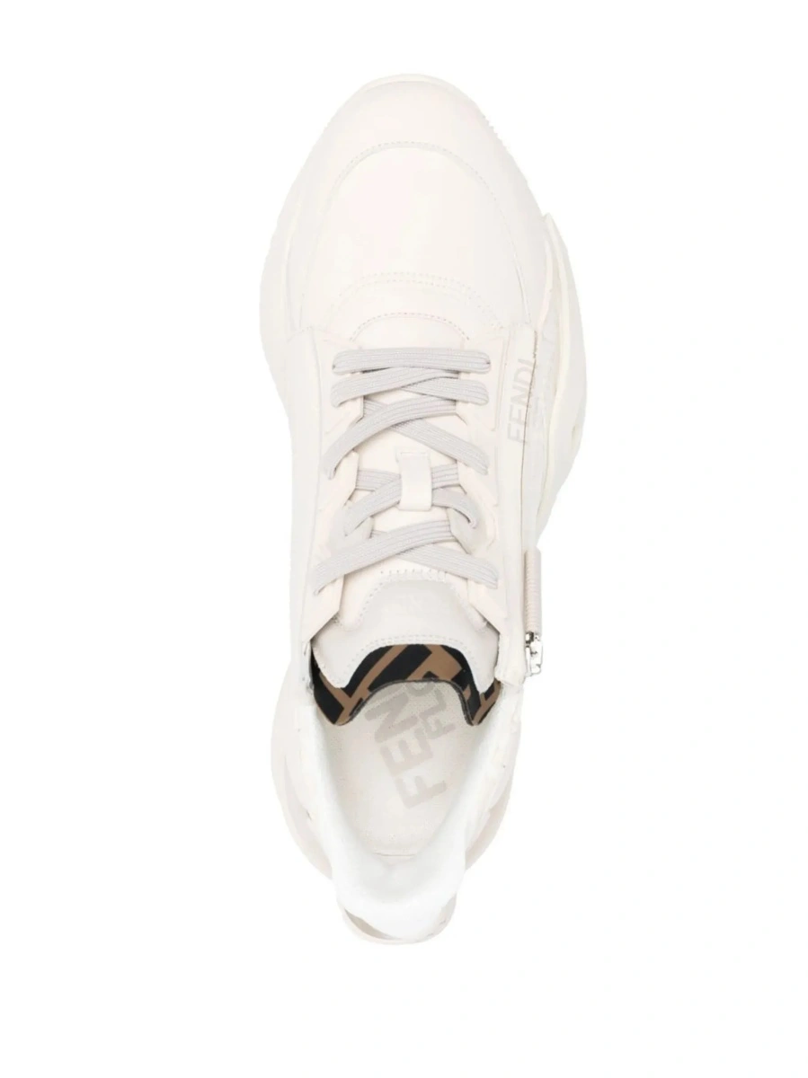 Sneakers Fendi 'Flow' albi din piele si jacquard FF - Img 7