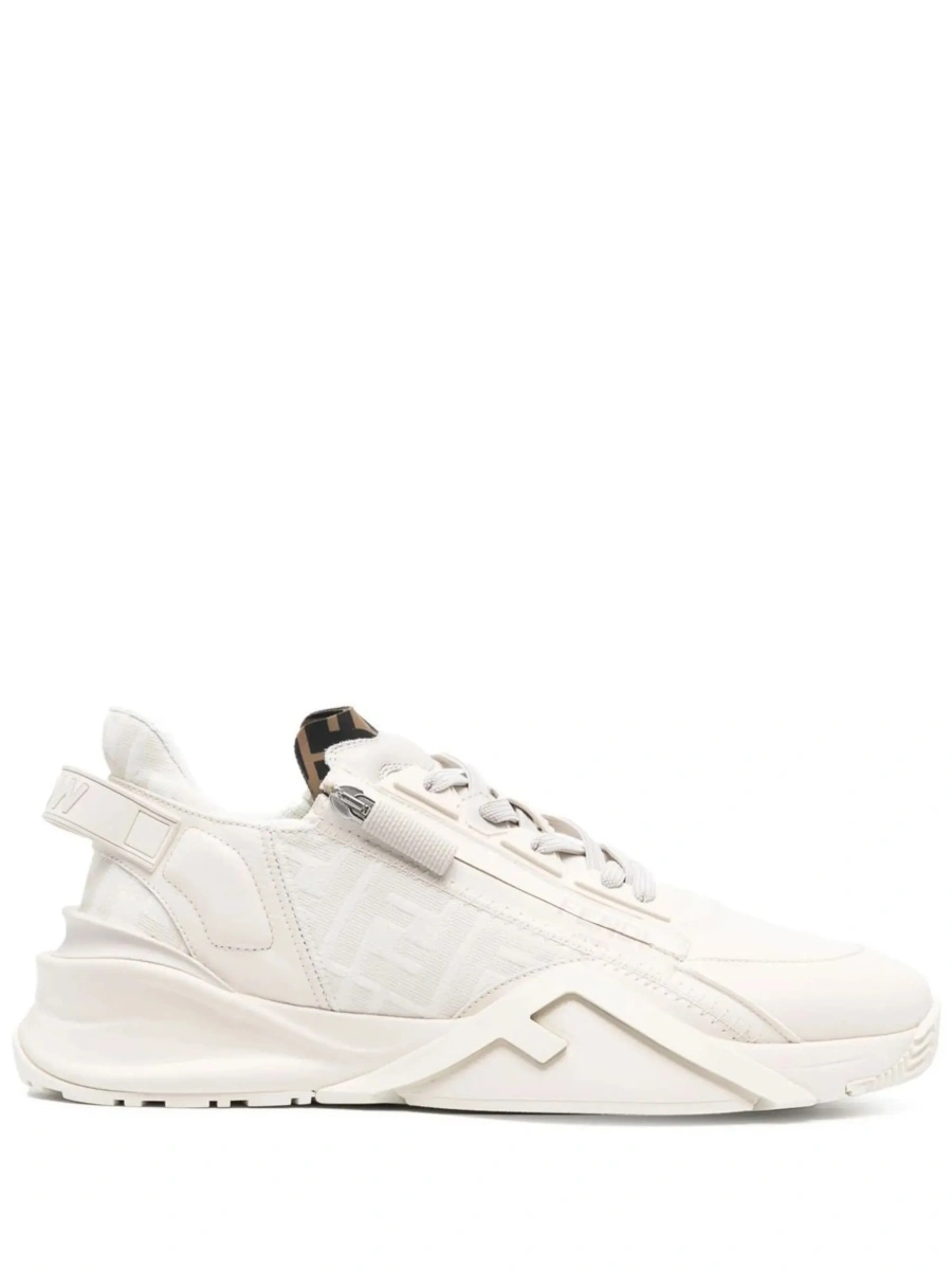 Sneakers Fendi 'Flow' albi din piele si jacquard FF - Img 8