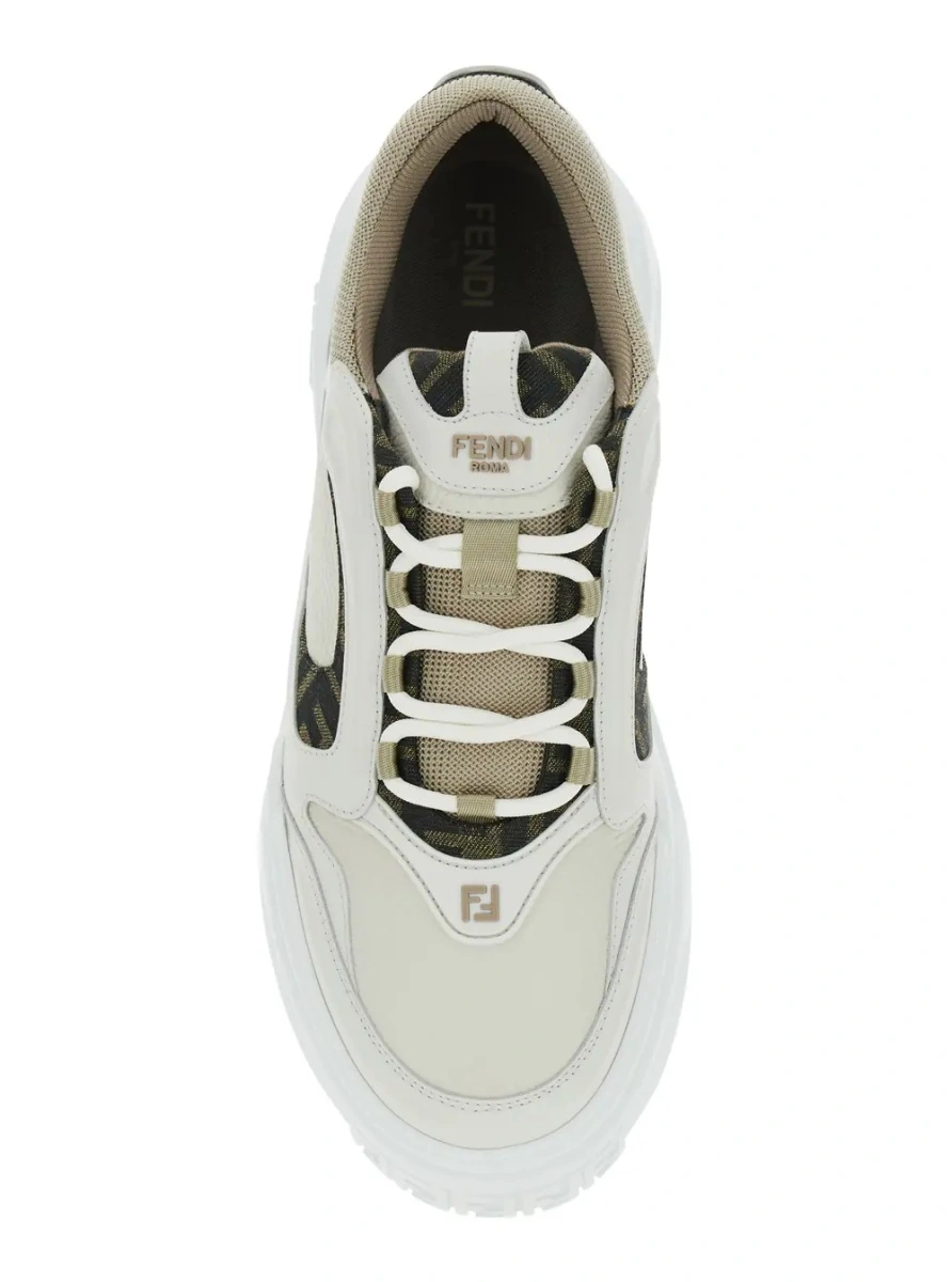 Sneakers Fendi 'Force' albi din jacquard FF si piele - Img 4