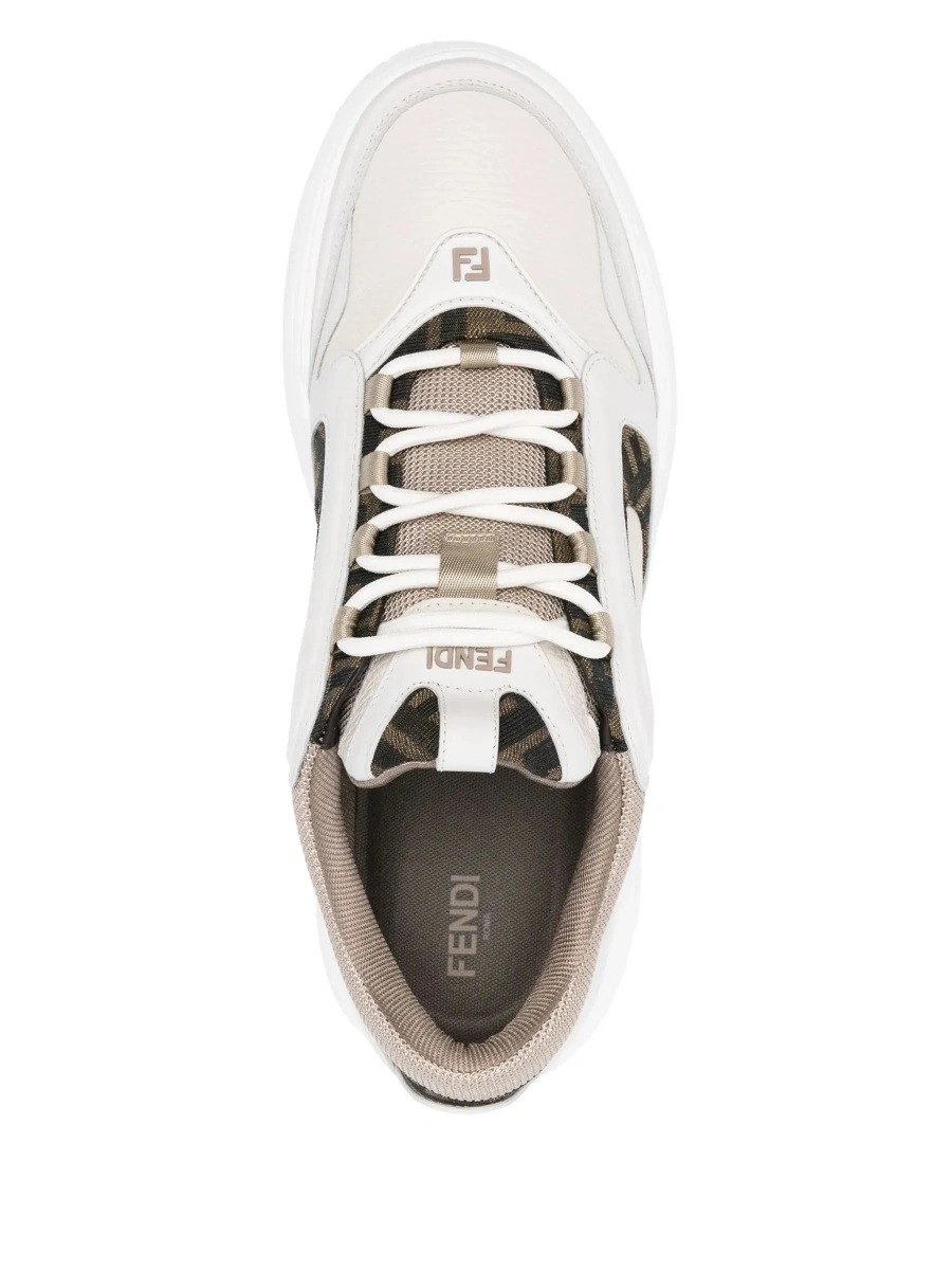 Sneakers Fendi 'Force' albi din jacquard FF si piele - Img 7
