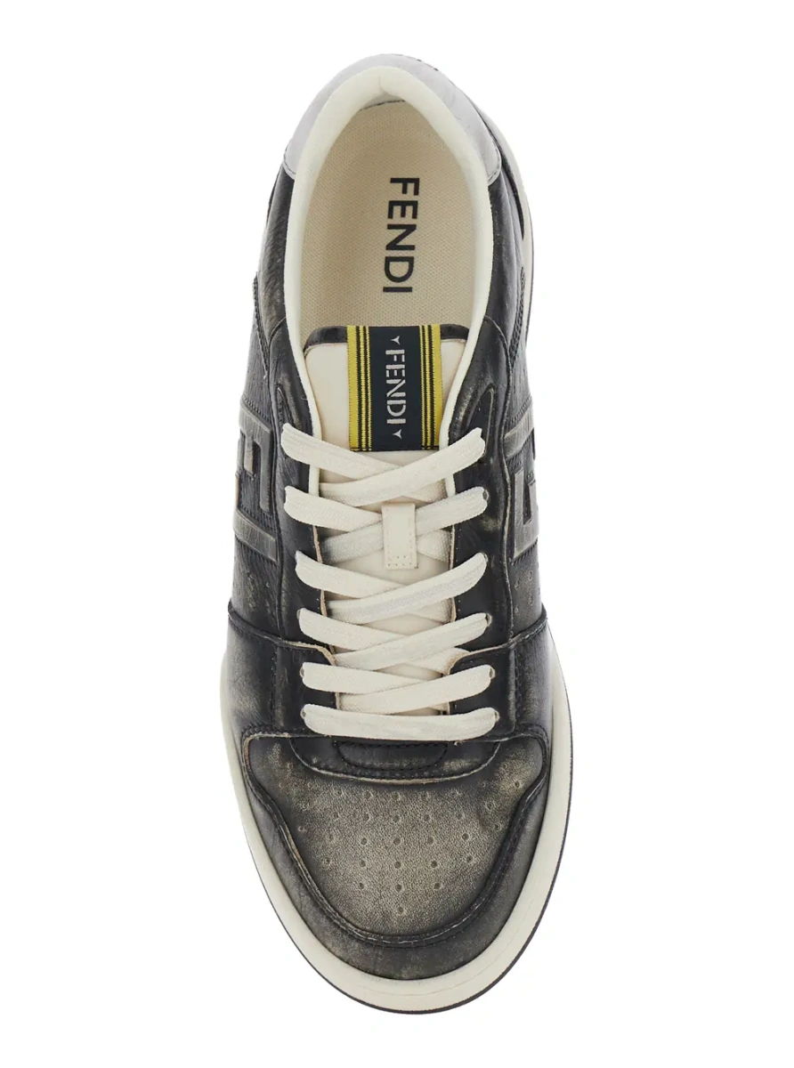 Sneakers Fendi gri din piele - Img 4