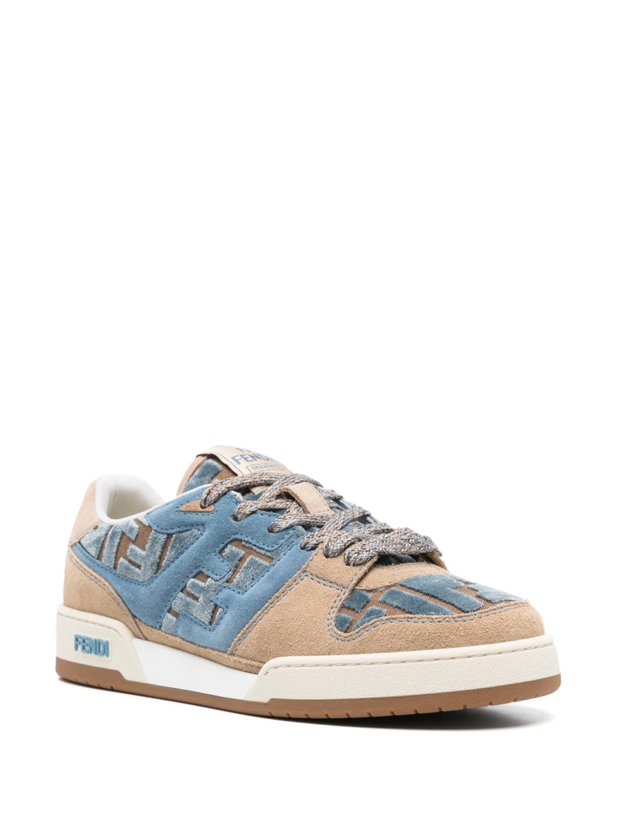 Sneakers Fendi maro din piele intoarsa si material textil - Img 2